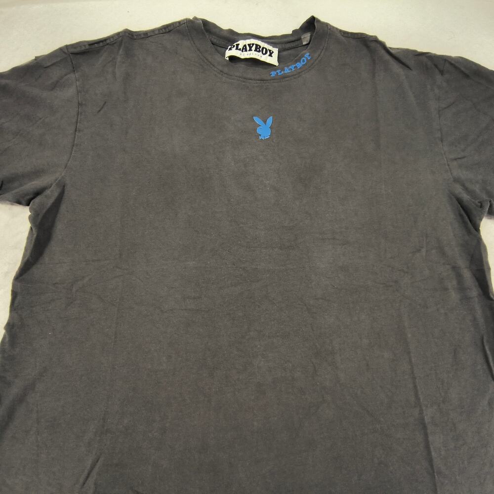 Playboy Graphic Casual Short Sleeve Crew Neck T Shirt Mens Size Medium M Gray